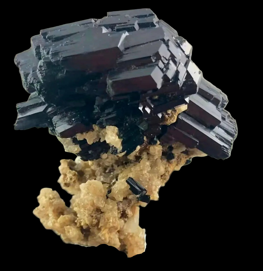 SCHORL (tourmaline noire) sur microcline, monts Erongo, Namibie